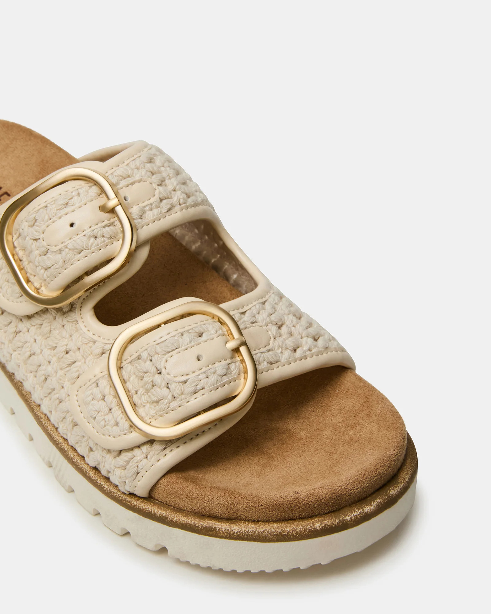 SHELLBY Cream Woven Footbed Slide Platform Women's Sandal | Steve Madden (US)