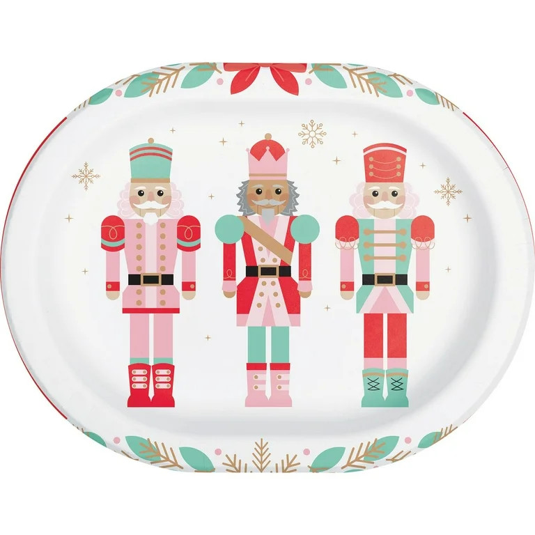 Multi-Color Nutcracker Oval Disposable Paper Plates, 12 in, 8 Count, by Holiday Time | Walmart (US)