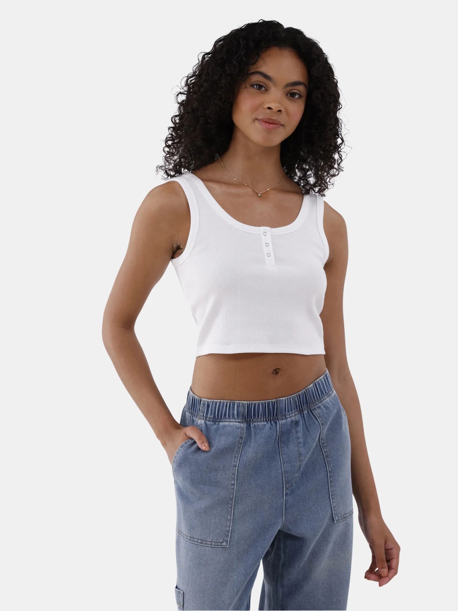 No Boundaries Henley Tank Top, Women’s | Walmart (US)