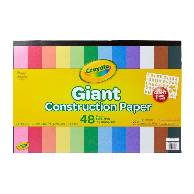 Crayola 48-Sheet Giant Construction Paper with Stencil 12-Color | Target