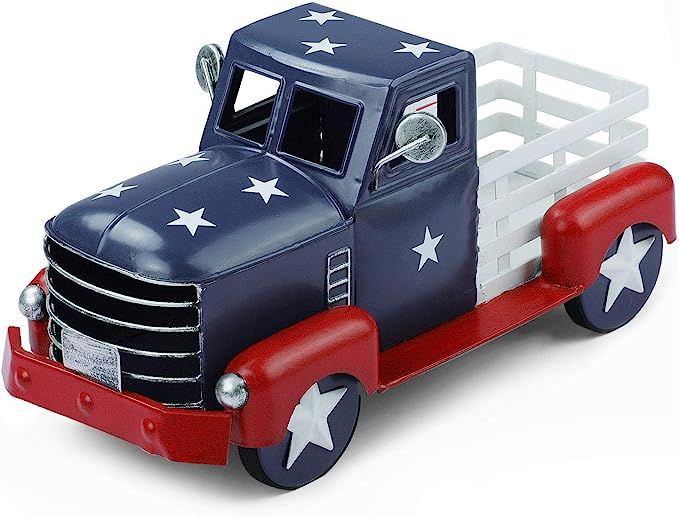 Patriotic Truck Decor, Vintage Fourth of July Metal Truck Planter, Farmhouse Pick-up Truck Spring... | Amazon (US)