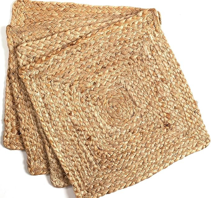 Jute Braided Placemats: 13x13-Inch (Set of 4) JReversible Farmhouse Vintage Design, 100% Jute Mat... | Amazon (US)