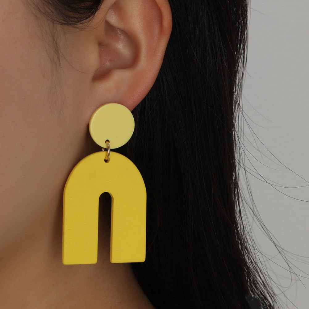 Polymer Clay Earrings Horseshoe Acrylic Dangle Earrings for Women Boho Acetic Acid U Shape Arch E... | Amazon (US)