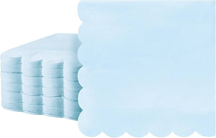 Fuutreo 100 Pcs Scalloped Cocktail Napkins Thick Paper Disposable Party Napkins Beverage Tissue f... | Amazon (US)