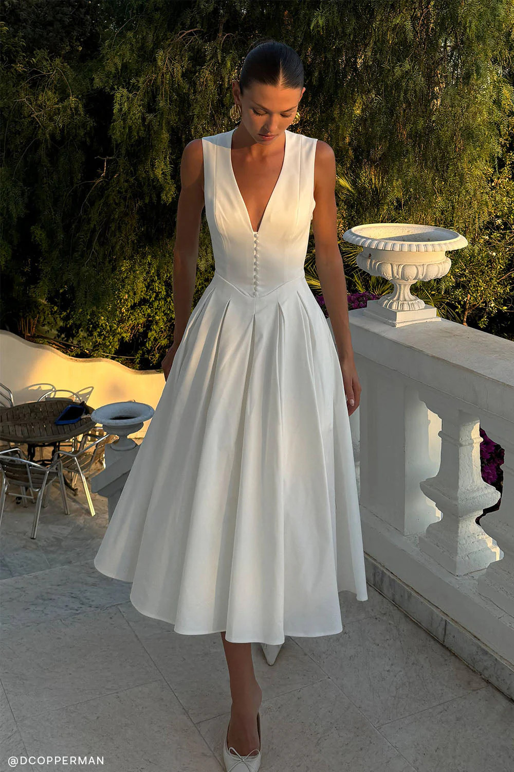 Keely Cotton Sleeveless Midi Dress - White | MESHKI US