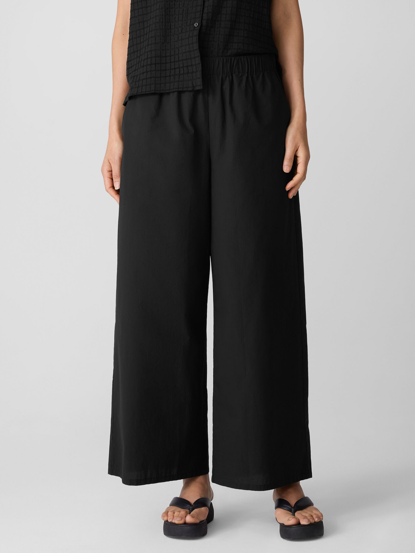 Washed Organic Cotton Poplin Wide-Leg Pant | Eileen Fisher