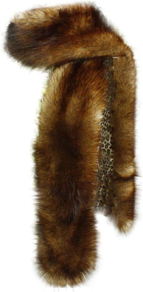 Bettli Women's Men's Extra Large Faux Fox Raccoon Fur Scarf Collar Stole Shawl | Amazon (US)