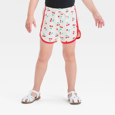 Grayson Mini Toddler Girls' Cherry Shorts - Off-White 12M: Elastic Waist, French Terry | Target