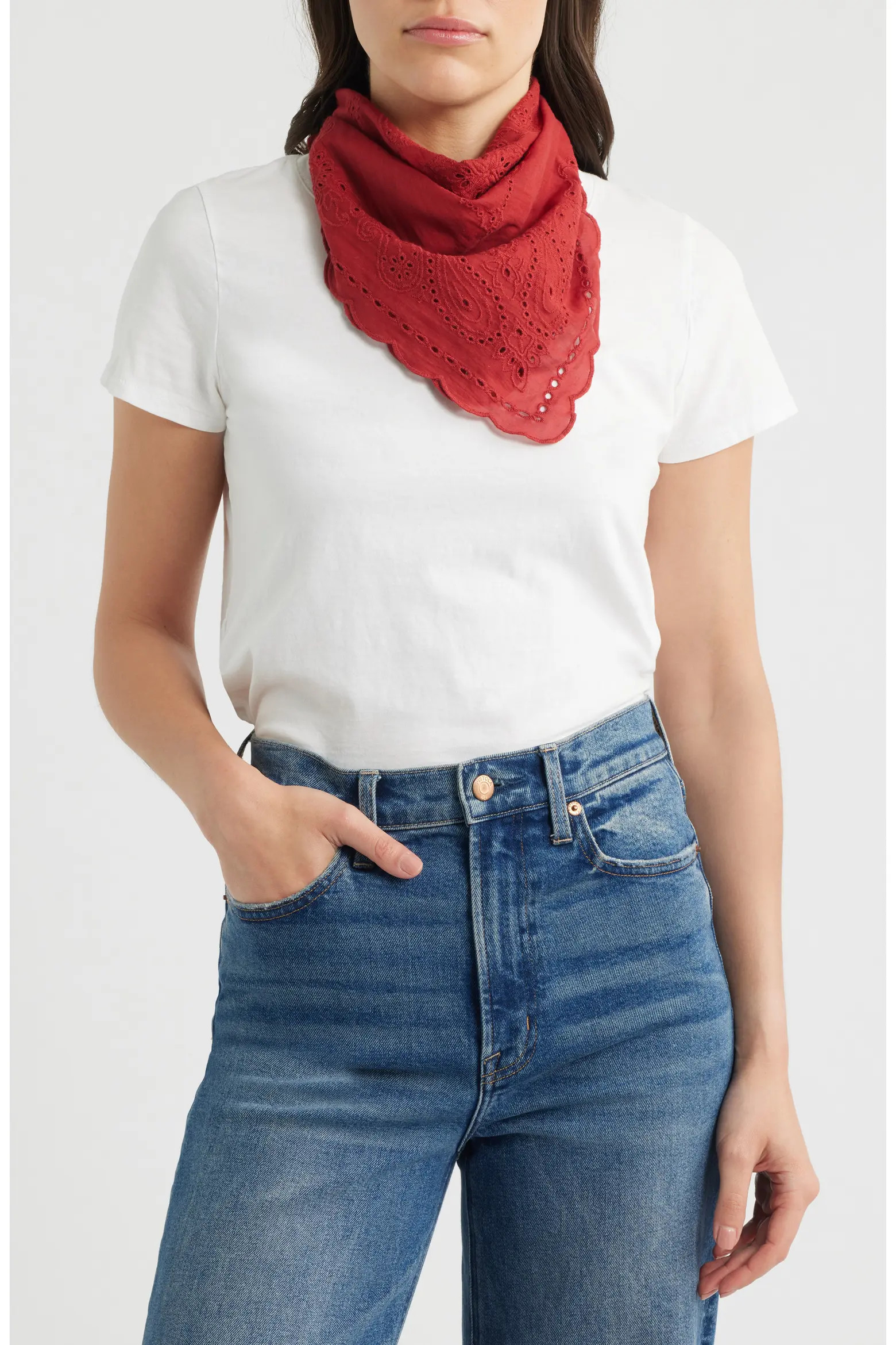 Embroidered Floral Eyelet Organic Cotton Bandana (Women) | Nordstrom | Nordstrom
