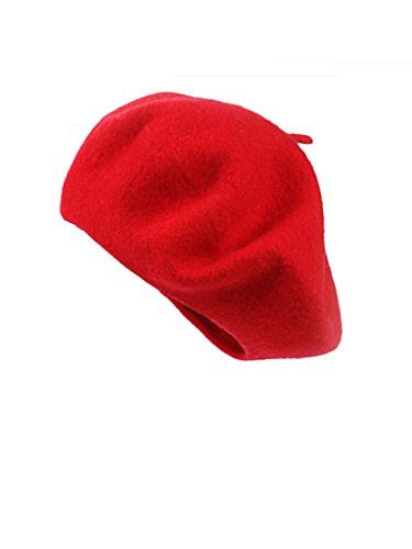 Clothink Women Or Men 100% Wool Solid Berets French Beret,red,one size | Amazon (US)