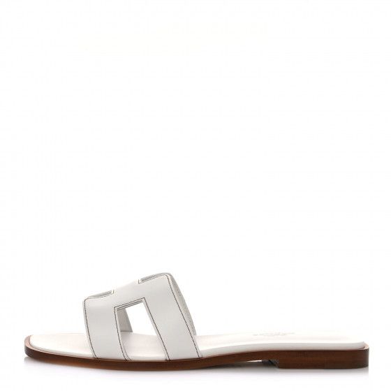 HERMES Box Calfskin Oran Sandals 36 White | FASHIONPHILE | Fashionphile