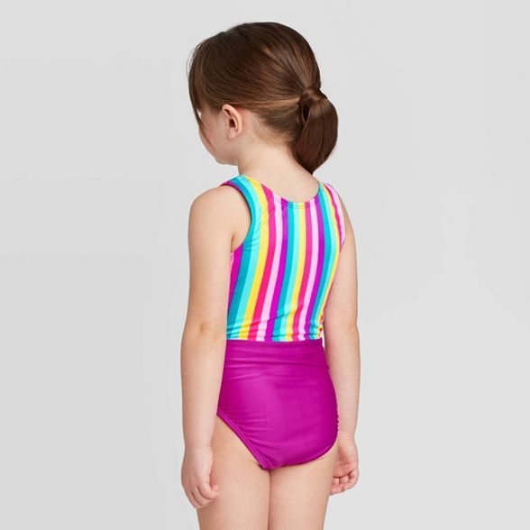 Toddler Girls' Striped Peek A Boo Tie Front One Piece Swimsuit - Cat & Jack™ Purple | Target