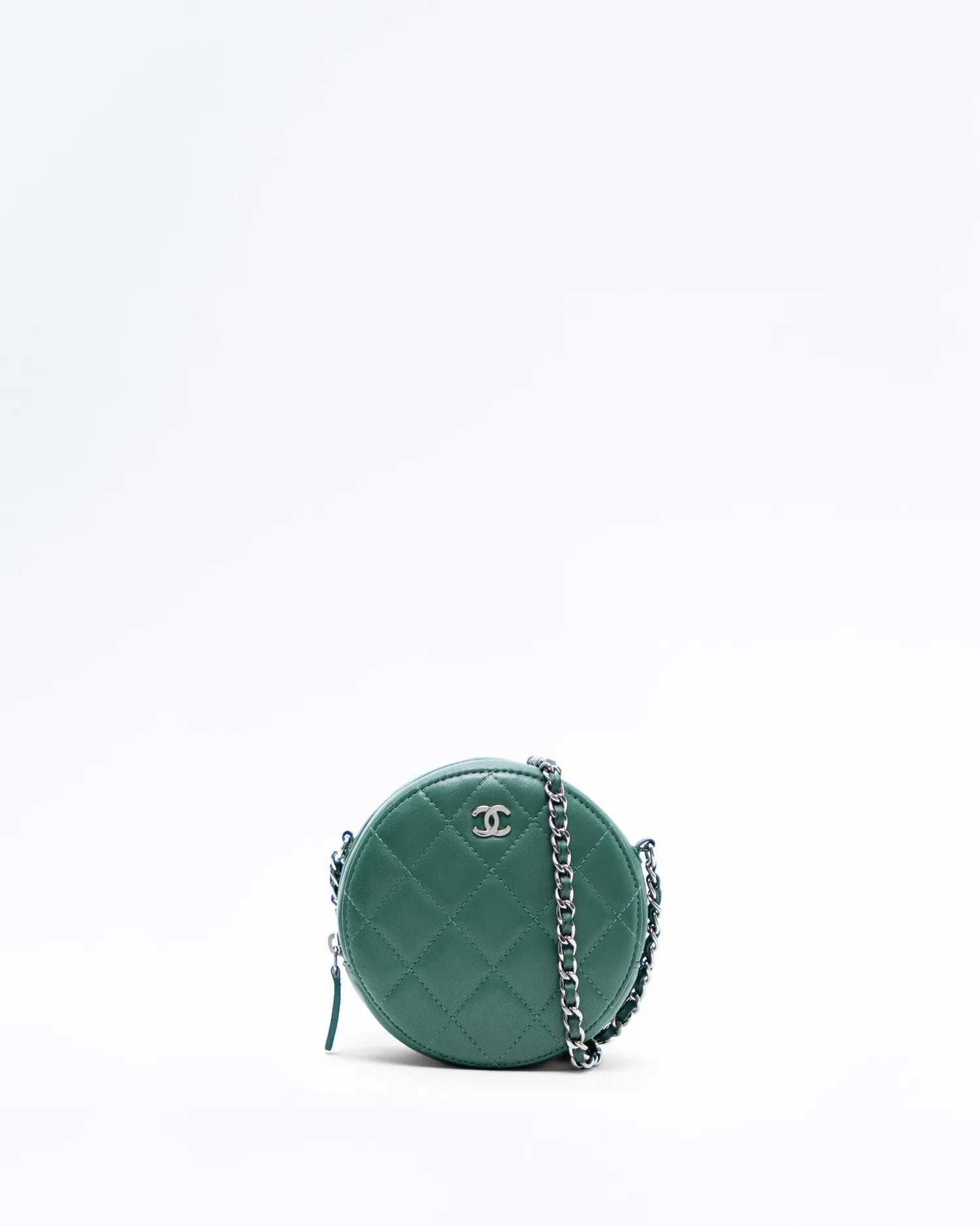 Lambskin Quilted Round Mini Pouch | Vivrelle