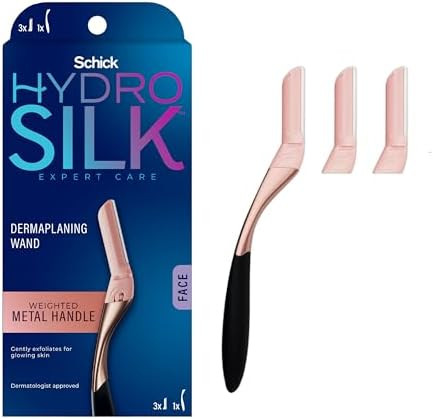 Schick Hydro Silk Dermaplane Razor, 1 Weighted Metal Handle and 3 Dermaplaning Refills | Amazon (US)