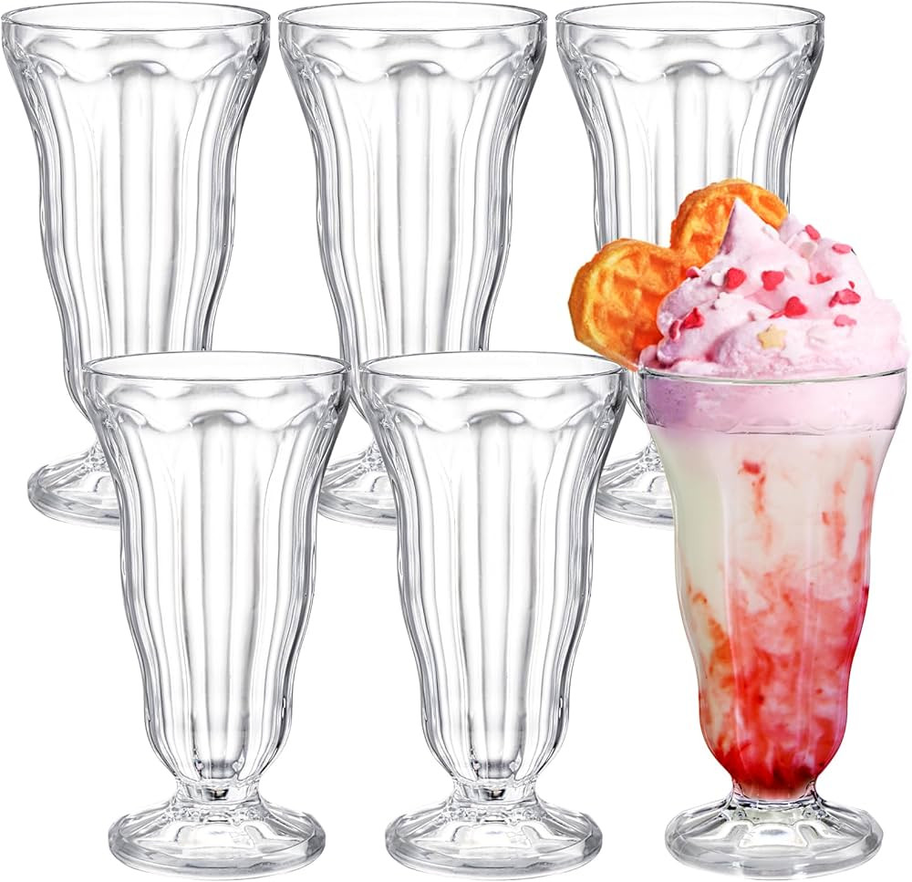 6 Pack Acrylic Milkshake Glasses, 15 OZ Clear Old Fashioned Soda Glass, Shatterproof Footed Ice C... | Amazon (US)