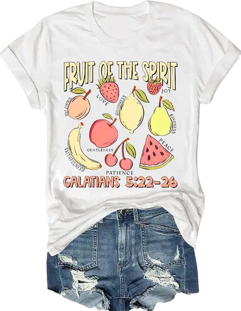 Fruits of The Spirit T-Shirt, Fruits of The Spirit Shirt, Galatians 5:22 T-Shirt, Bible Verse T-S... | Amazon (US)