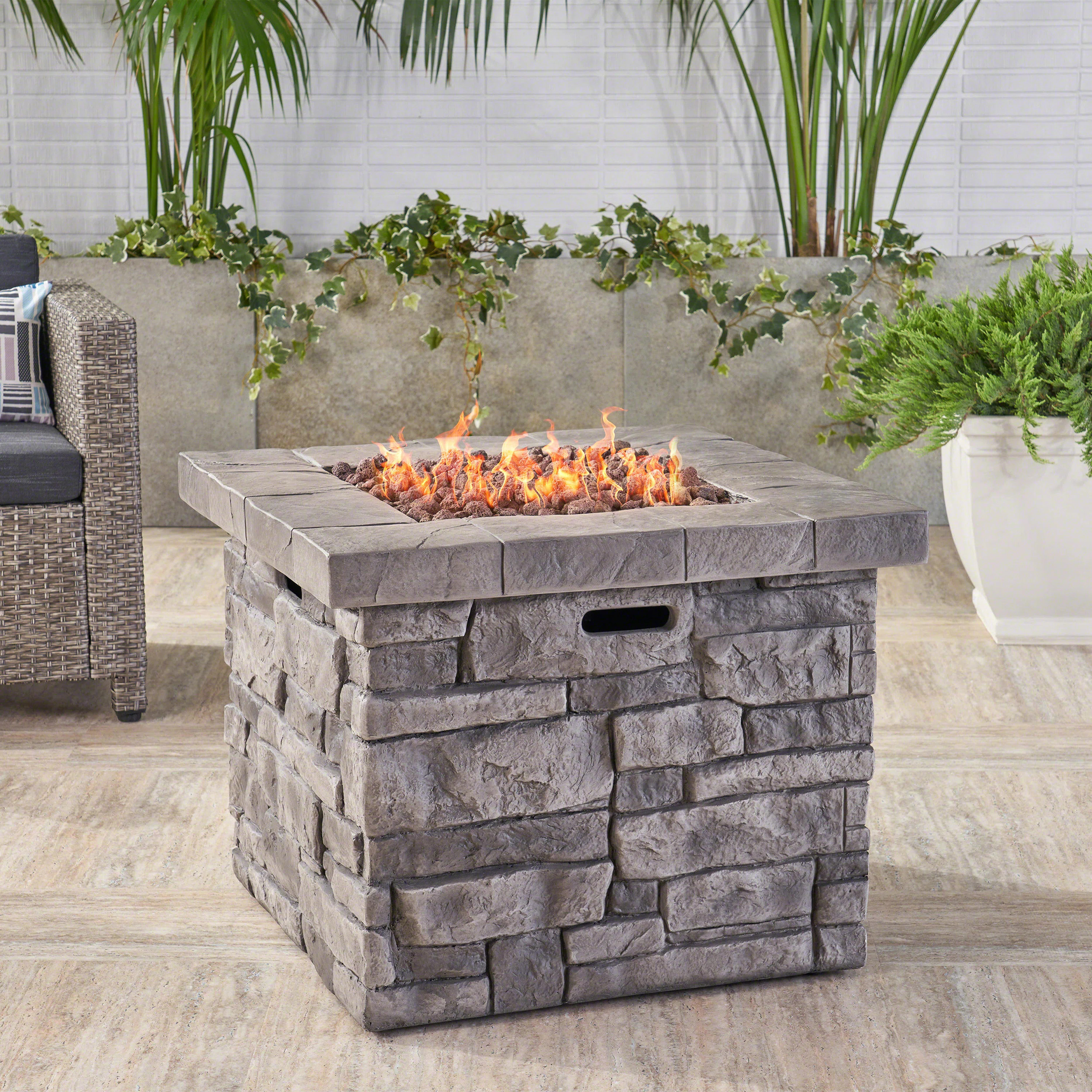 Cookson Square Stone Propane Smokeless Fire Pit Table with Hidden Fuel Tank | Wayfair North America