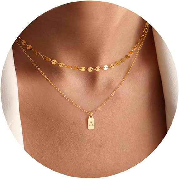 Yesteel Layered Initial Necklaces for Women, Gold Initial A - Z Necklaces for Women Teen Girls, D... | Amazon (US)