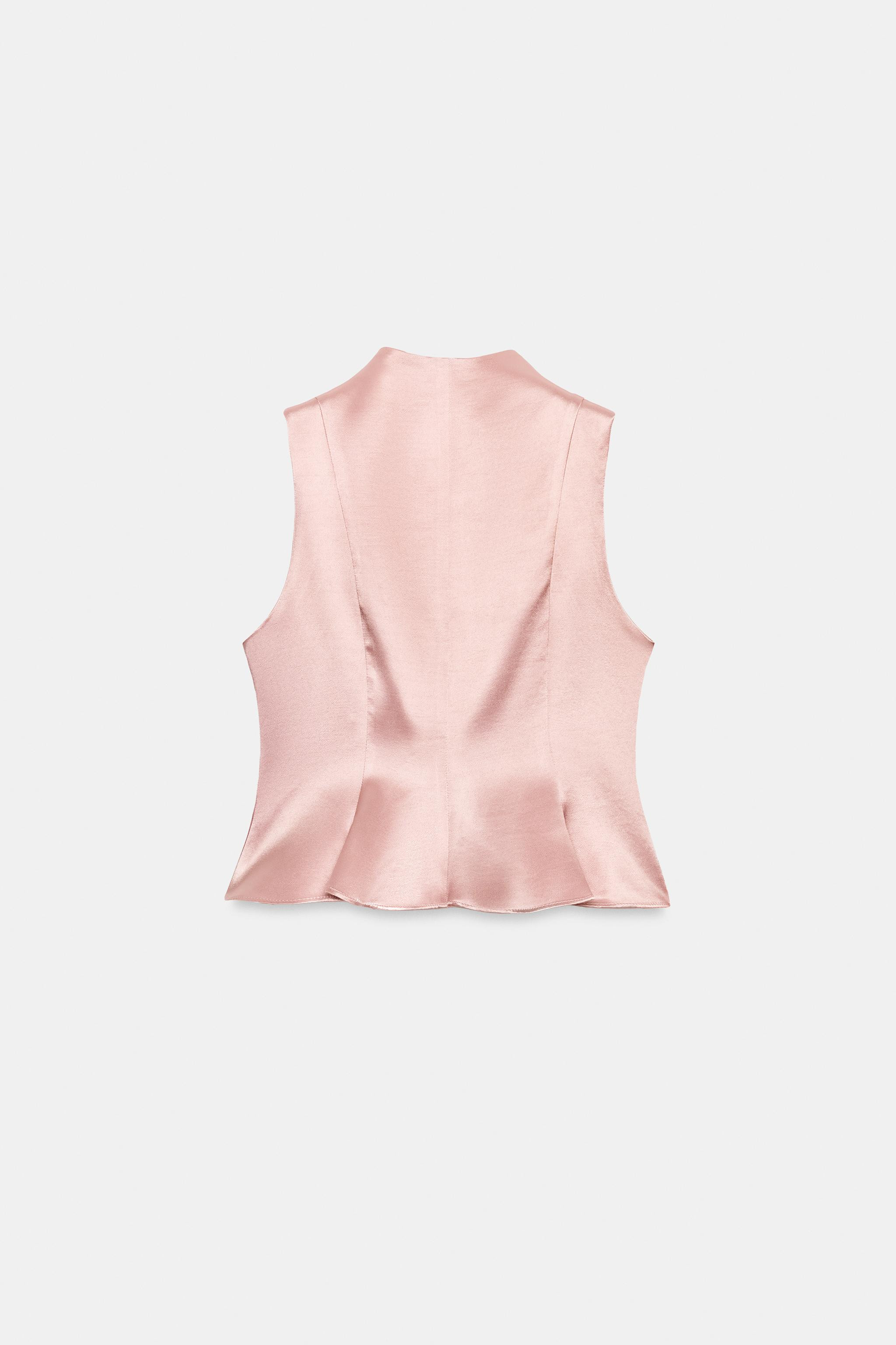 JEWEL BUTTON SATIN EFFECT TOP | Zara US