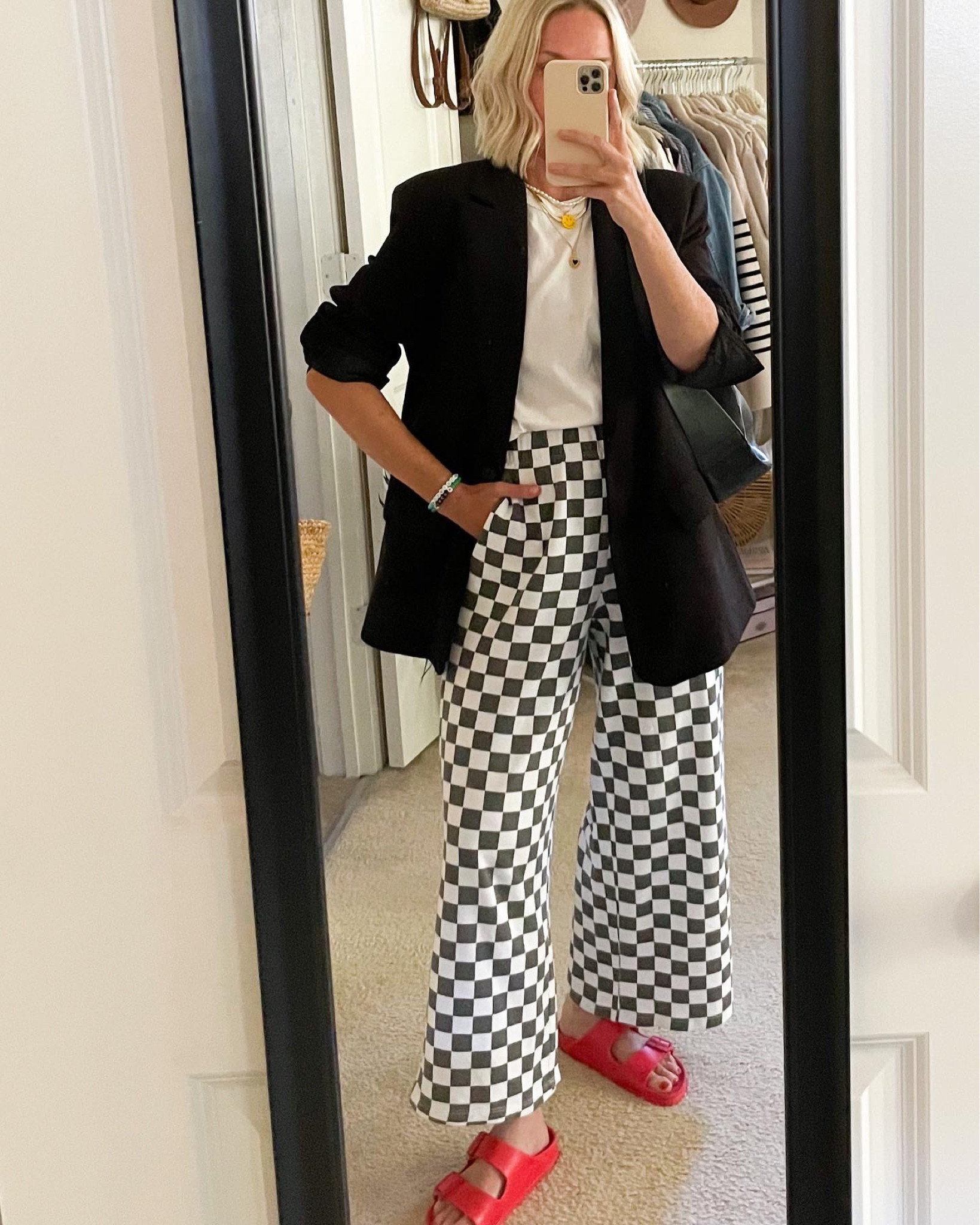 Checkered Pants, Birkenstocks, Blazer 🏁

#LTKstyletip #LTKshoecrush #LTKSeasonal