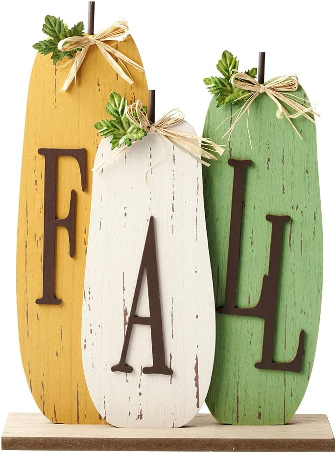 Eternhome Pumpkin Sign Thanksgiving Fall Décor Farmhouse Vintage Wooden Block Autumn Harvest Fal... | Amazon (US)