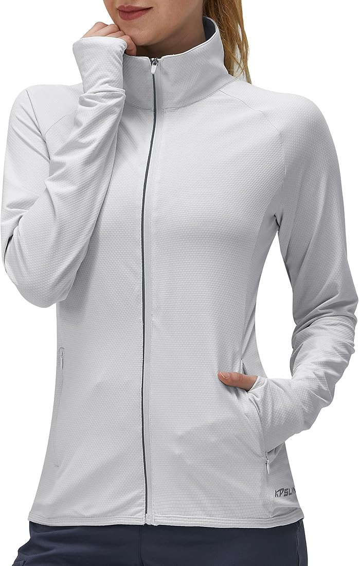 Women's UPF 50+ UV Sun Protection Clothing Long Sleeve Athletic Hiking Shirts Lightweight SPF Zip Up | Amazon (US)