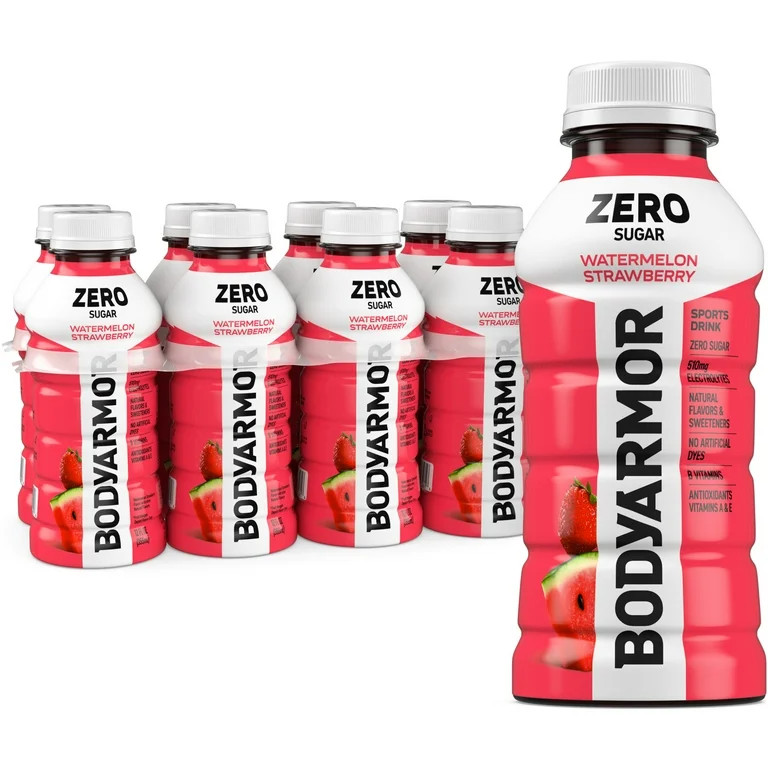 BODYARMOR Zero Sugar Watermelon Strawberry Electrolyte Sports Drink, 12 fl oz, 8 Pack Bottles | Walmart (US)