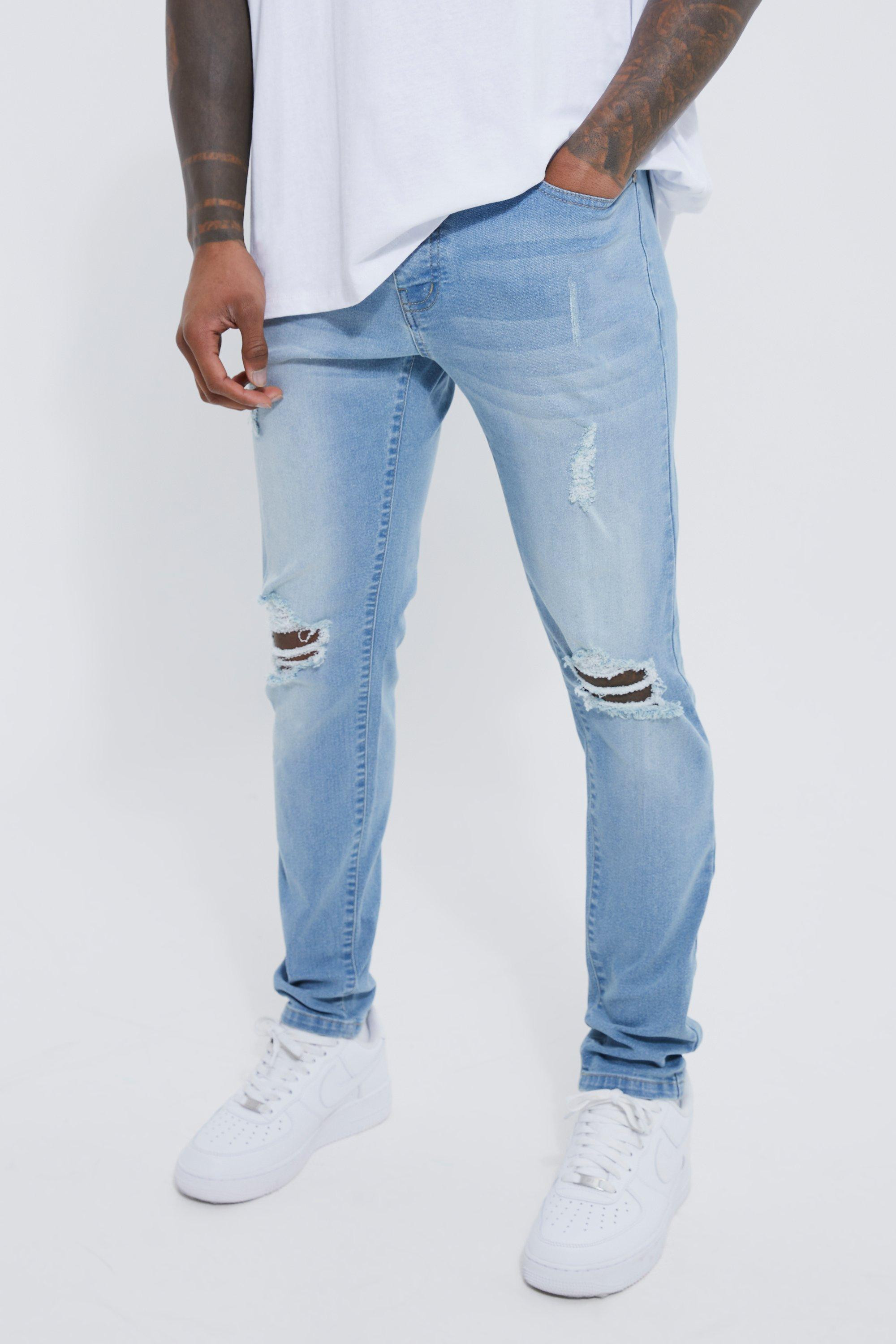 Skinny Stretch Exploded Knee Ripped Jeans | boohooMAN (US & CA)