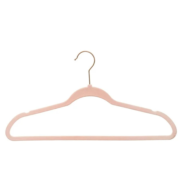 Better Homes & Gardens Non-Slip Velvet Clothing Hangers, 50 Pack, Pink, Space Saving - Walmart.co... | Walmart (US)