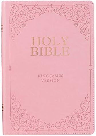 KJV Holy Bible, Giant Print Full-Size, Pink Faux Leather w/Ribbon Marker, Red Letter, Thumb Index... | Amazon (US)