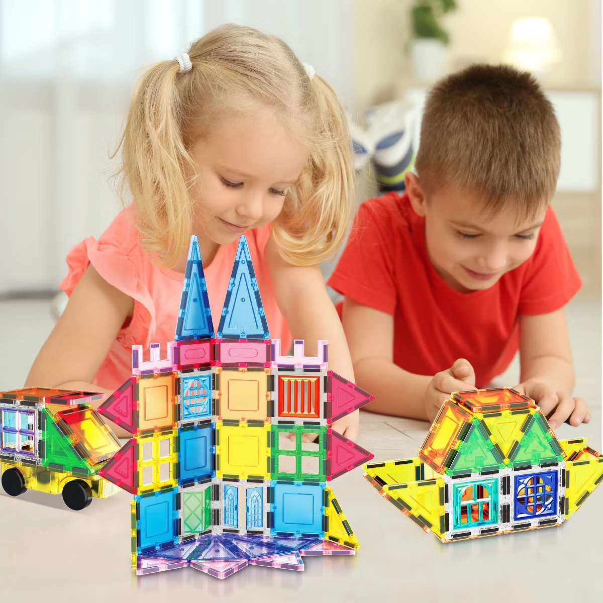 PICASSO-TILES Magnetic Tiles for Kids with Tote Bag – 101PCS STEM Construction Building Blocks ... | Target