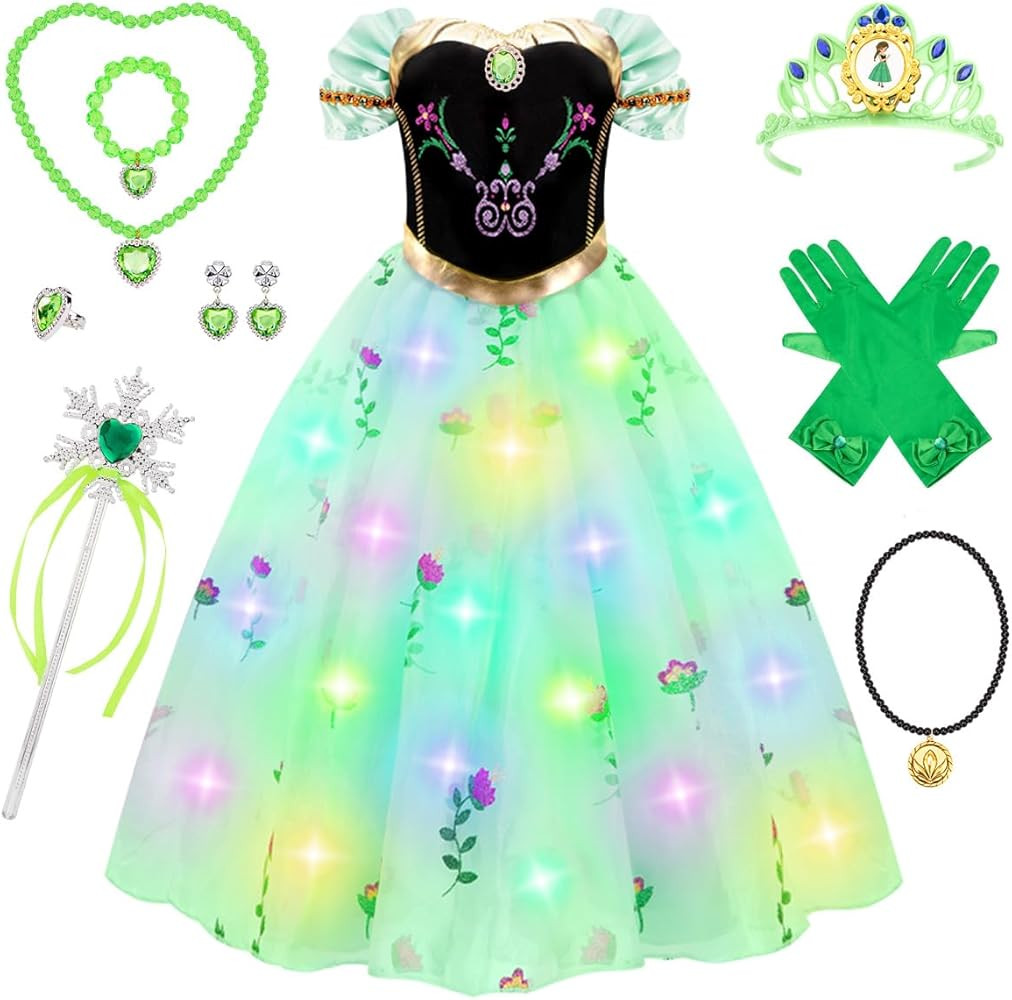 Meland Princess Dress Up for Girls - Light Up Princess Dress for Role Play, Halloween Costume for... | Amazon (US)