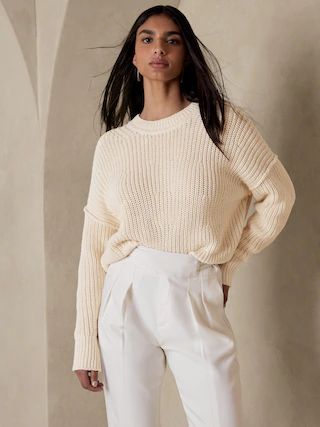 Tiernan Relaxed Chunky Cotton Cropped Sweater | Banana Republic (US)