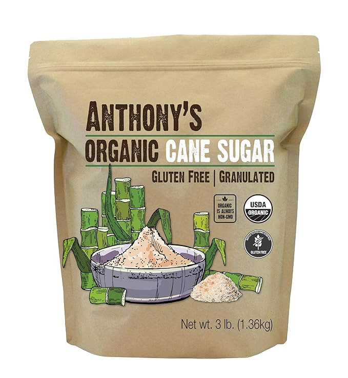 Anthony's Organic Cane Sugar, 3 lb, Granulated, Gluten Free & Non GMO | Amazon (US)