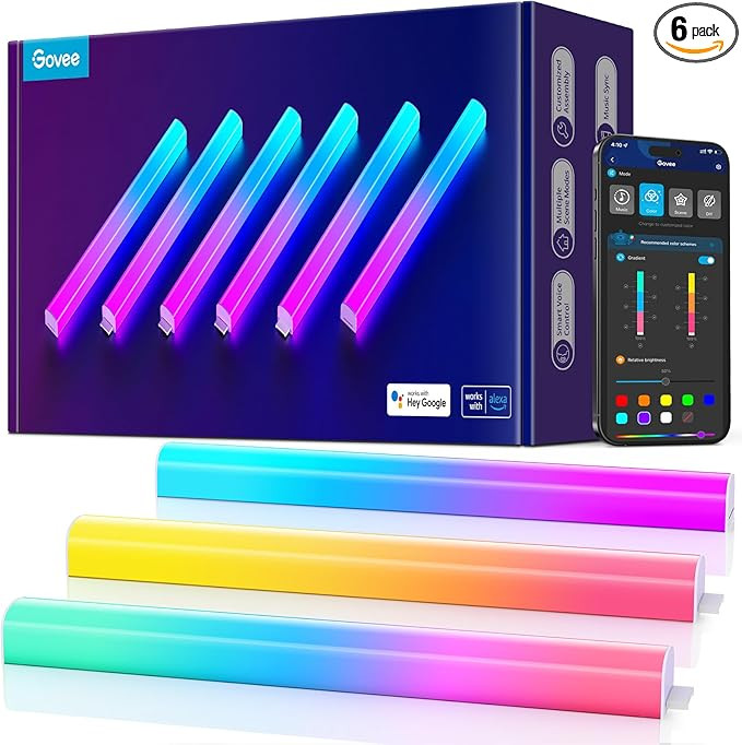 Govee Glide Wall Lights, RGBIC LED Light, Smart Gaming Light Compatible with SmartThings, RGB Lig... | Amazon (US)