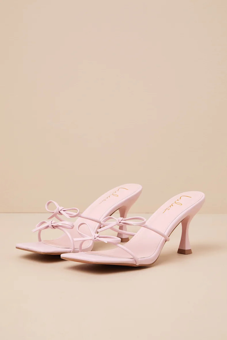 Serinda Pink Strappy Bow High Heel Slide Sandals | Lulus