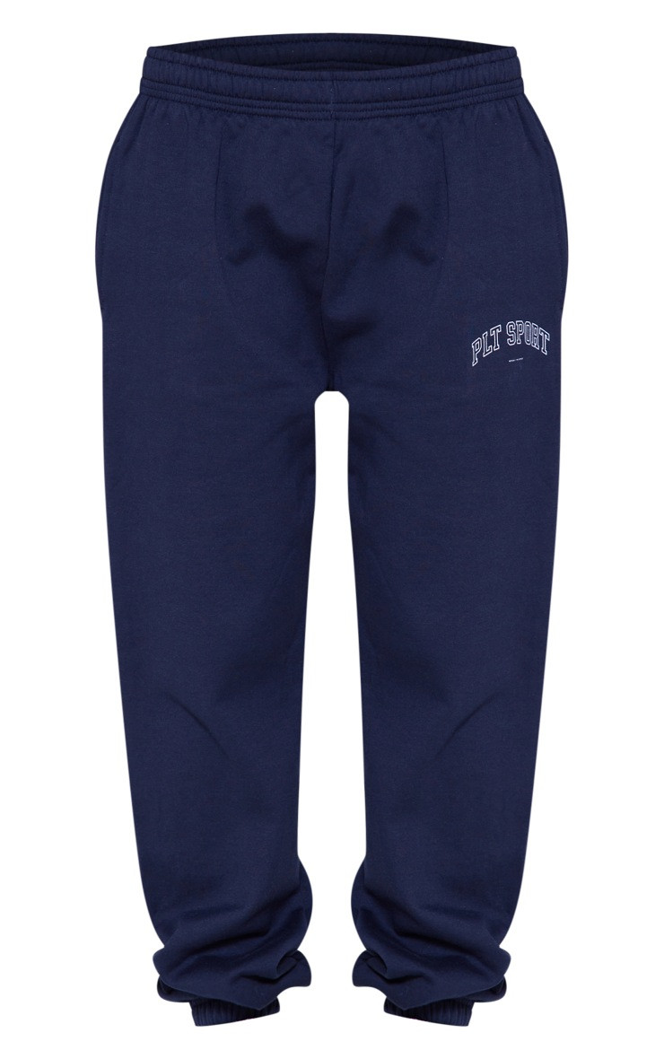 PLT SPORT Navy Bold Embroidered Joggers | PrettyLittleThing UK