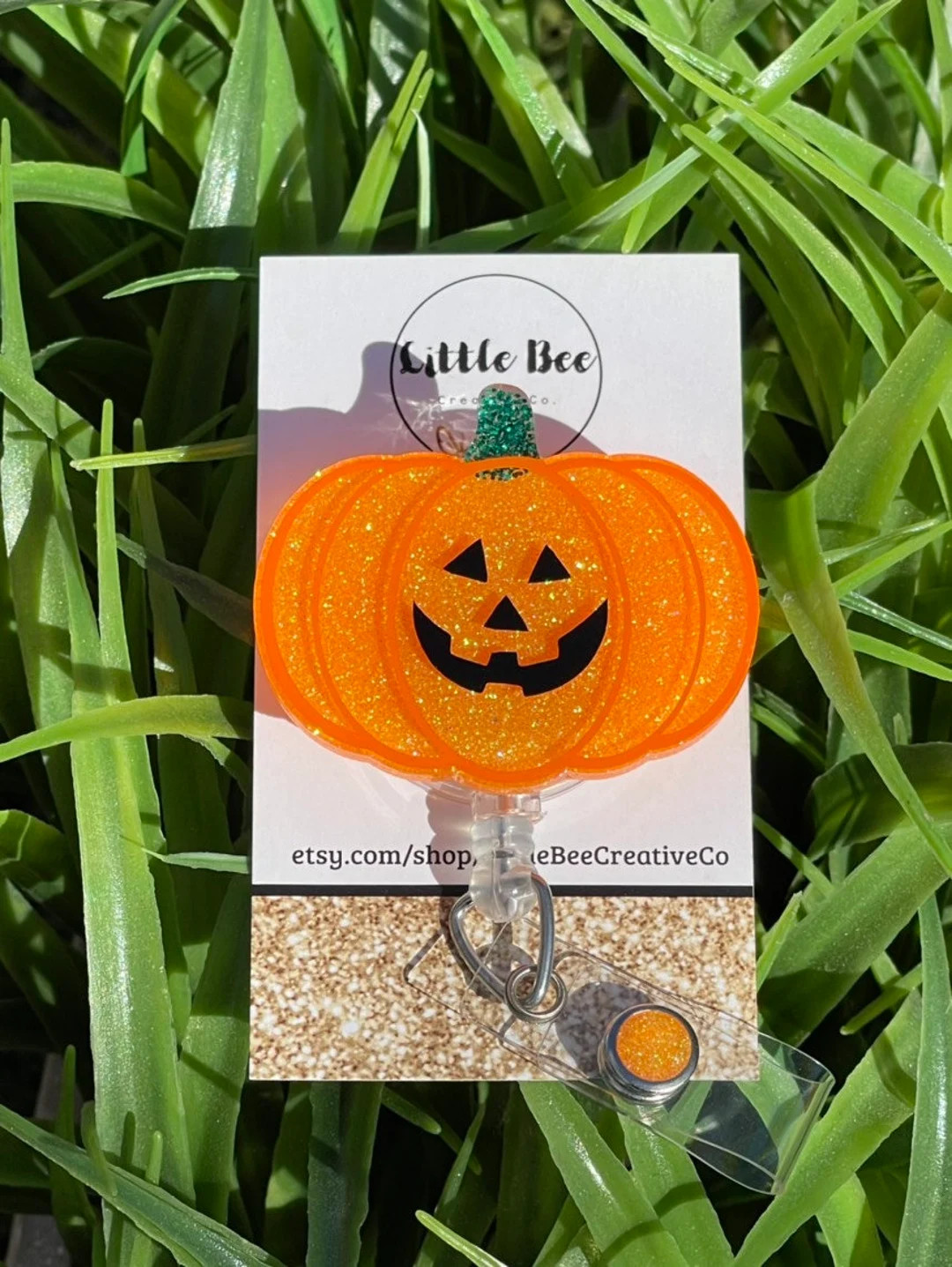 Glitter Jack O Lantern Badge Reel, Halloween, Spooky, Pediatric - Etsy | Etsy (US)