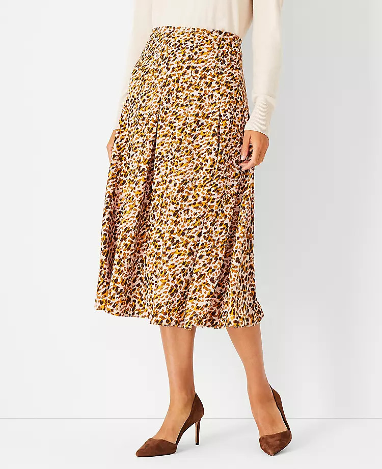 Animal Print Paperbag Midi Skirt | Ann Taylor (US)