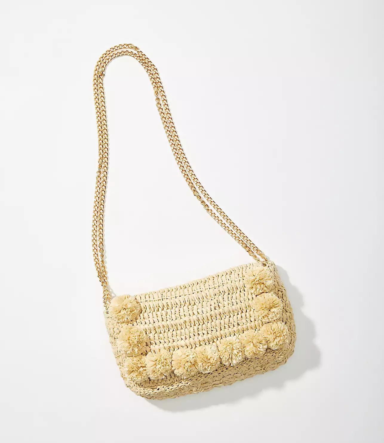 Pom Pom Straw Crossbody Bag | LOFT | LOFT