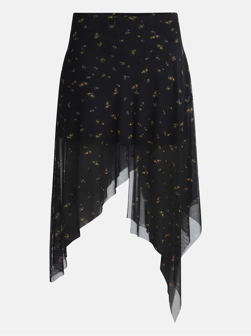No Boundaries Asymmetrical Mesh Midi Skirt, Women's XXS-XXL | Walmart (US)