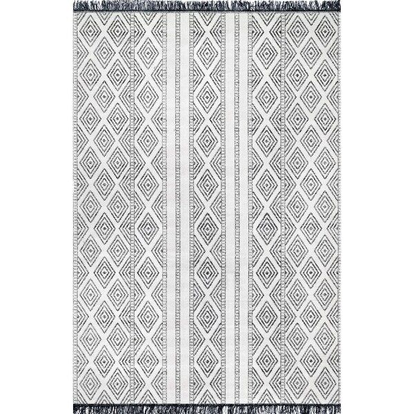 The Curated Nomad Frida Indoor/ Outdoor Geometric Striped Tassels Area Rug - Gray 10' x 14' | Bed Bath & Beyond