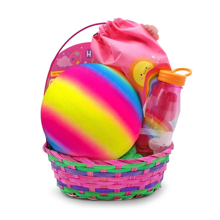 Pink Rainbow Ball Prefilled Easter Basket, by Megatoys | Walmart (US)