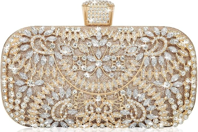 Covelin Women's Rhinestone Decorated Evening Bag, Tote Shoulder Crossbody Handbag with Chain | Amazon (US)