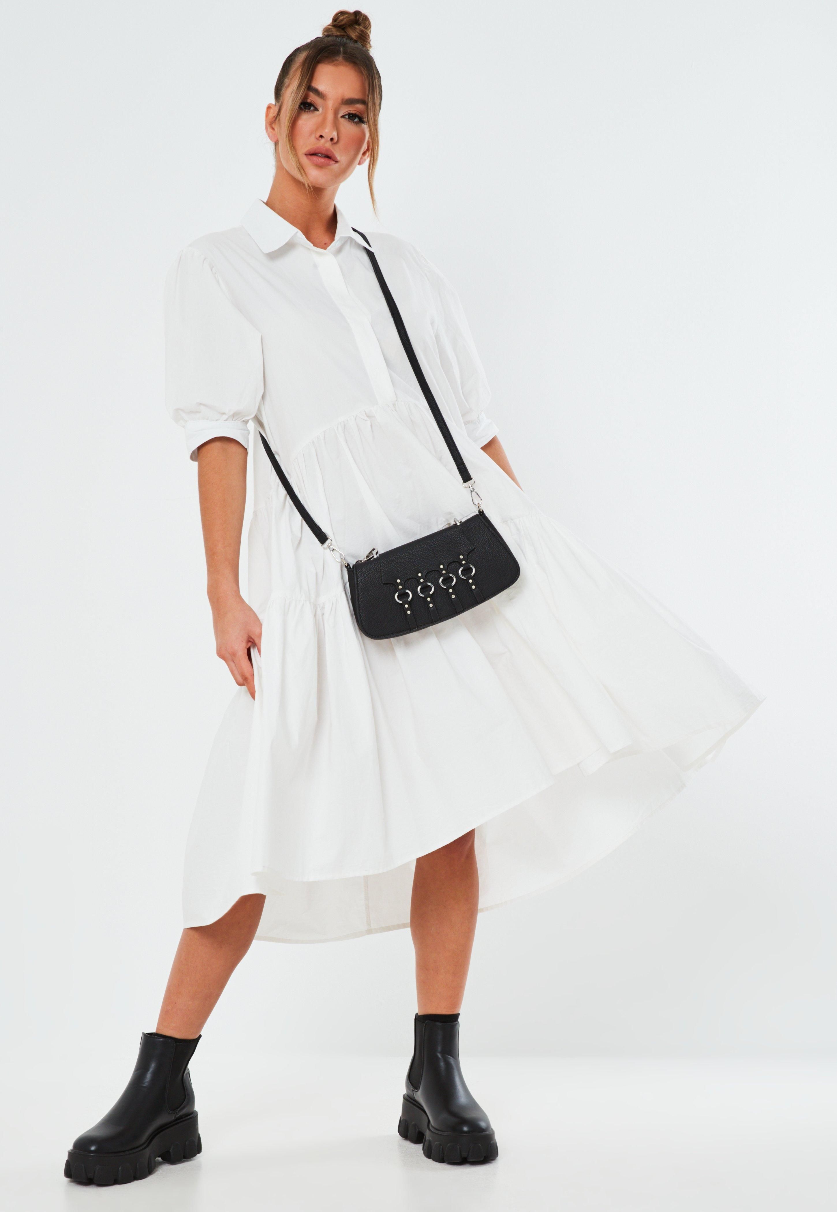 White Extreme Oversized Smock Shirt Midaxi Dress | Missguided (US & CA)