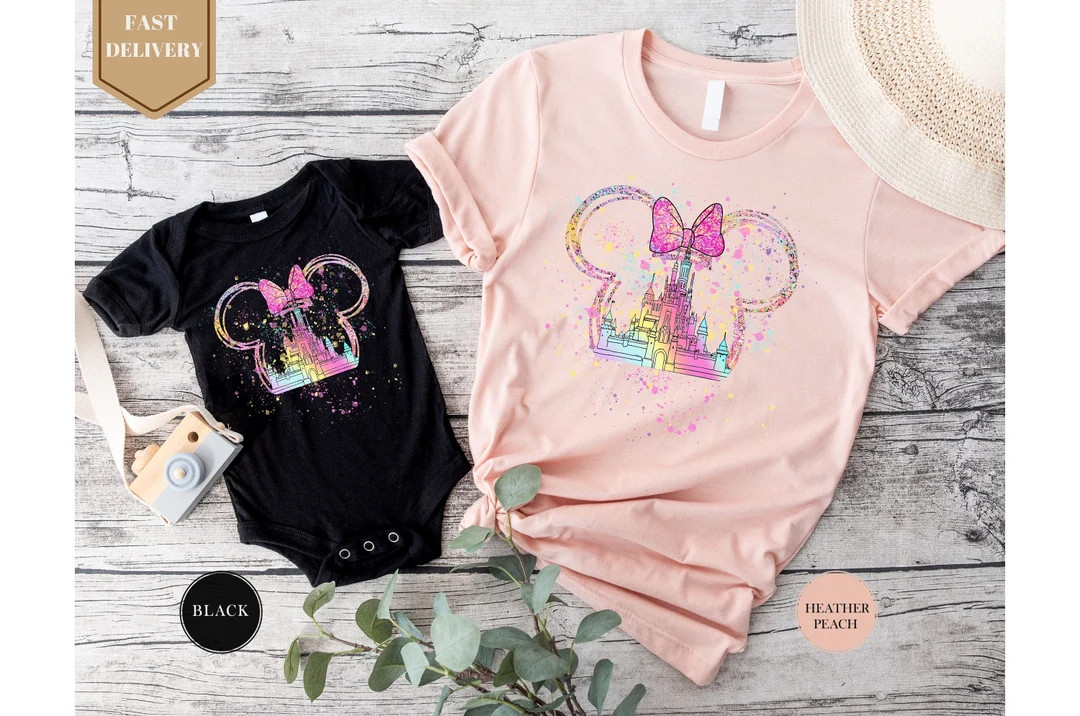 Disney Watercolor Shirt, Disney Minnie Ears Shirt, Disney Princess Shirt, Mama Mini Matching Shir... | Etsy (US)