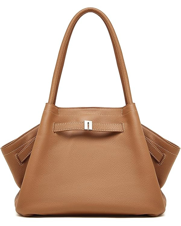 Grain Leather Tote Bags for Women, Spacious Work Tote with Magnetic Closure and Zippered Pocket, ... | Amazon (US)