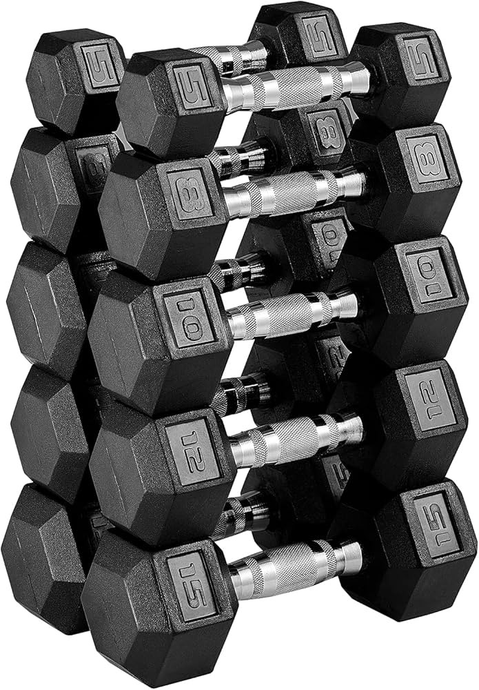 papababe Dumbbell Set Rubber Encased Hex Dumbbell Free Weights Dumbbells Set Home Weight Set No R... | Amazon (US)