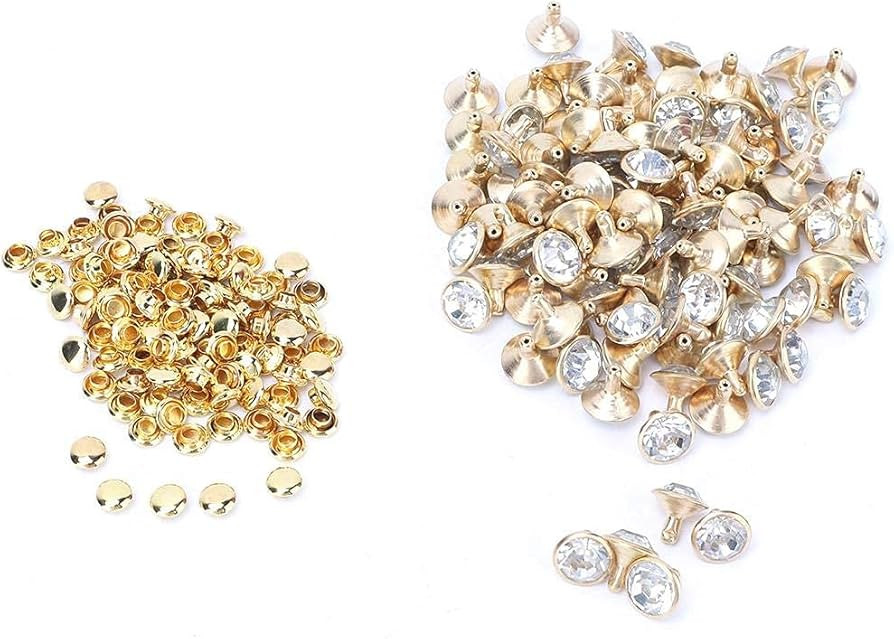 Oumefar 10mm Crystal Rivet Studs, 100PCS Rhinestone Rivets Metal Rhinestones Studs Spikes Decorat... | Amazon (US)