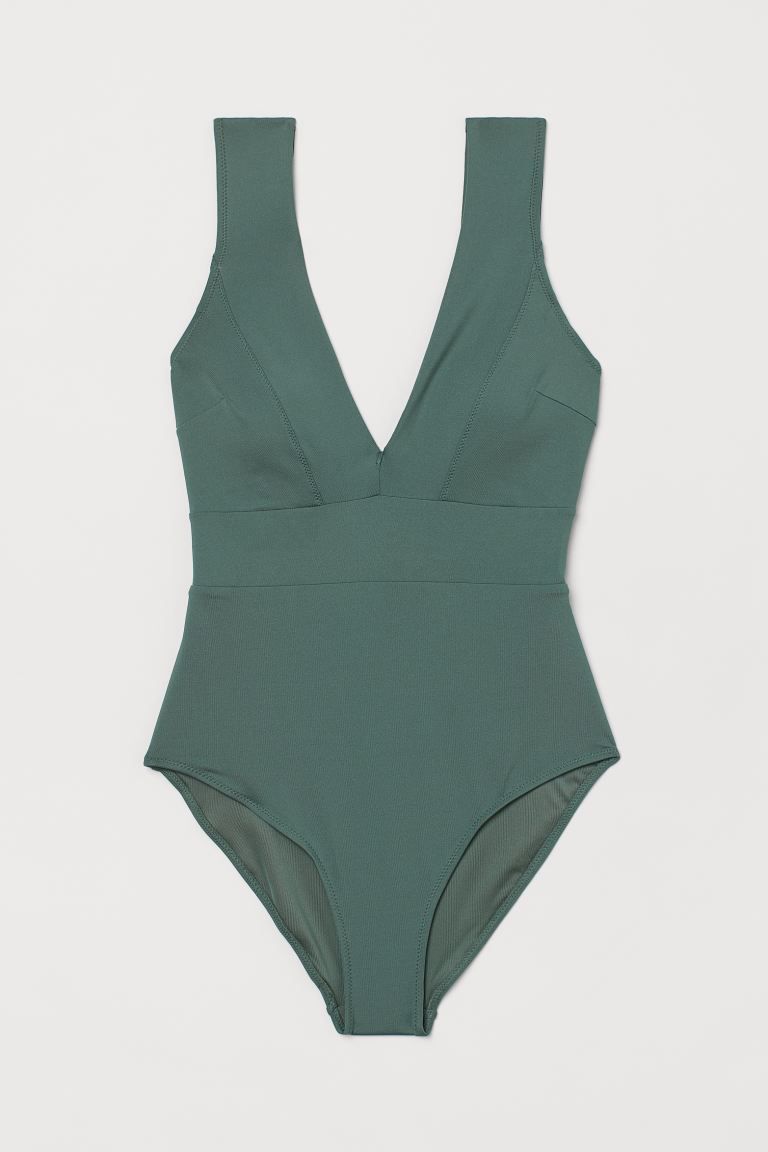 Conscious choiceFully lined, V-neck swimsuit in an extra-tight fit that has a shaping effect on t... | H&M (UK, MY, IN, SG, PH, TW, HK)